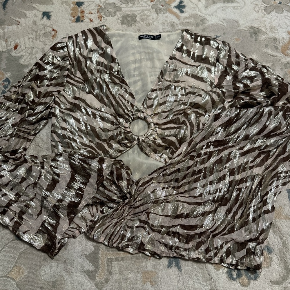 Brown and white zebra top